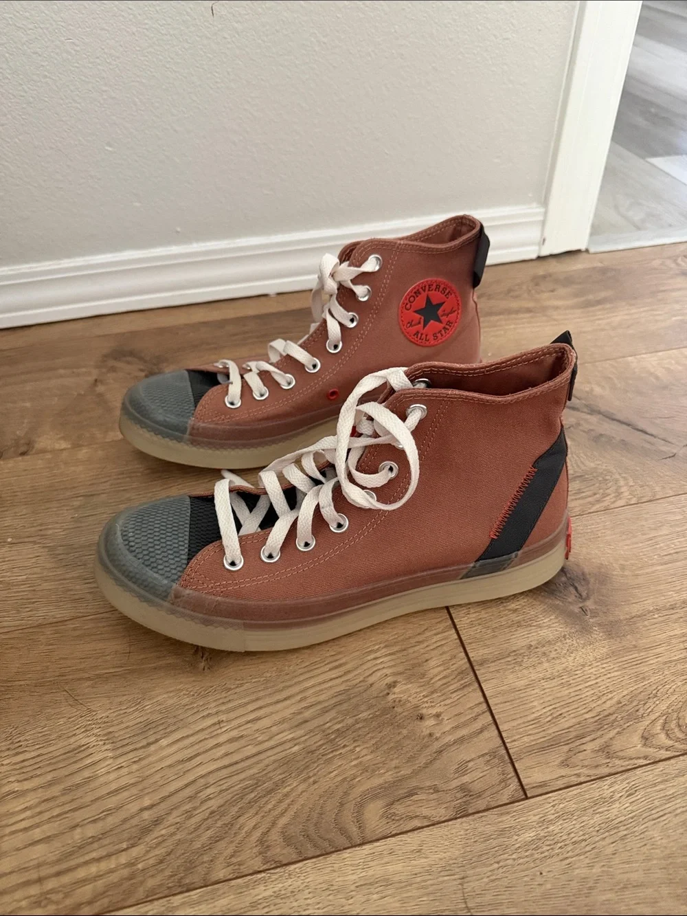 Converse High Top Sneakers - Rust Orange with Black Toe - Picture 3 of 7